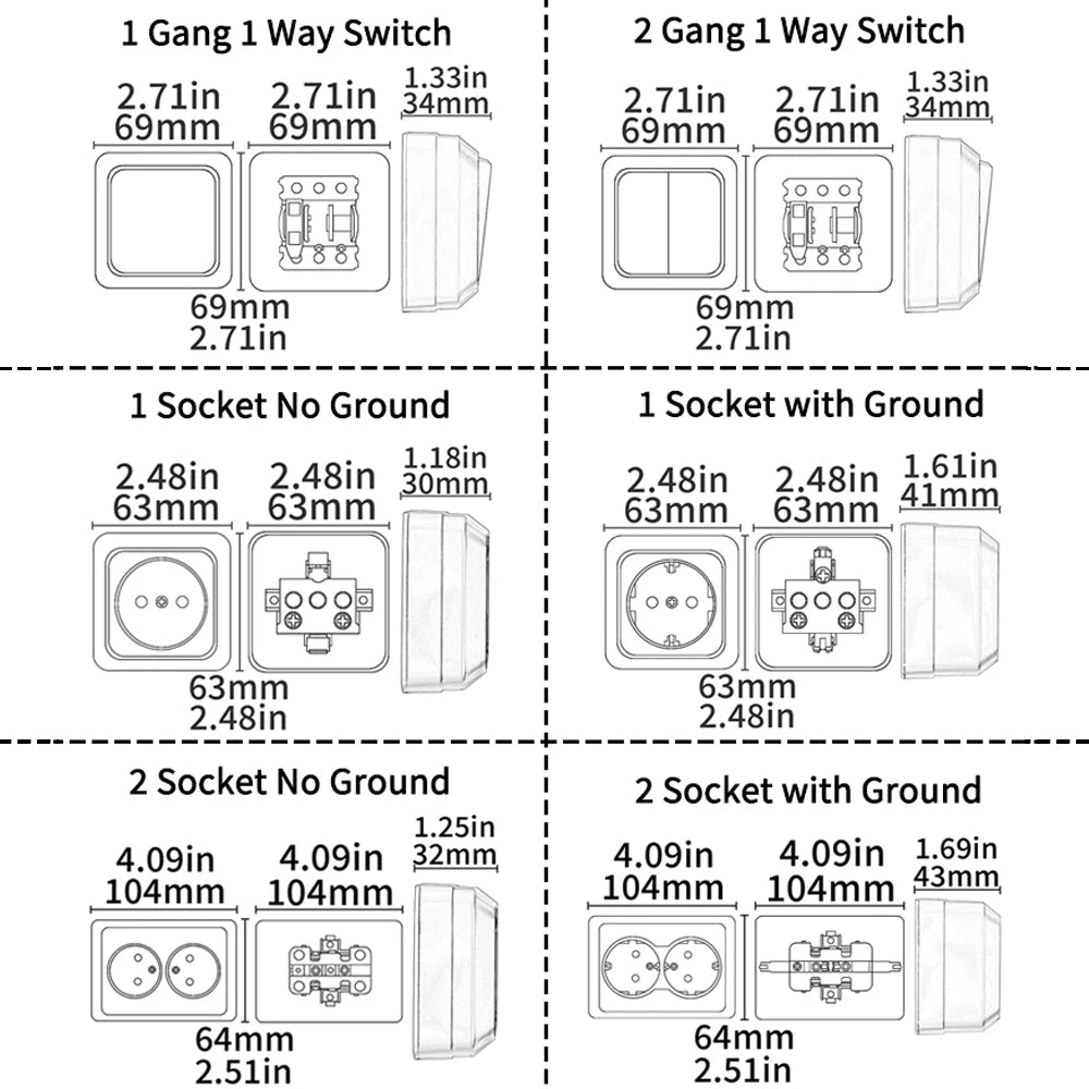 WESA Wood Wall Surface Button Light Switch EU