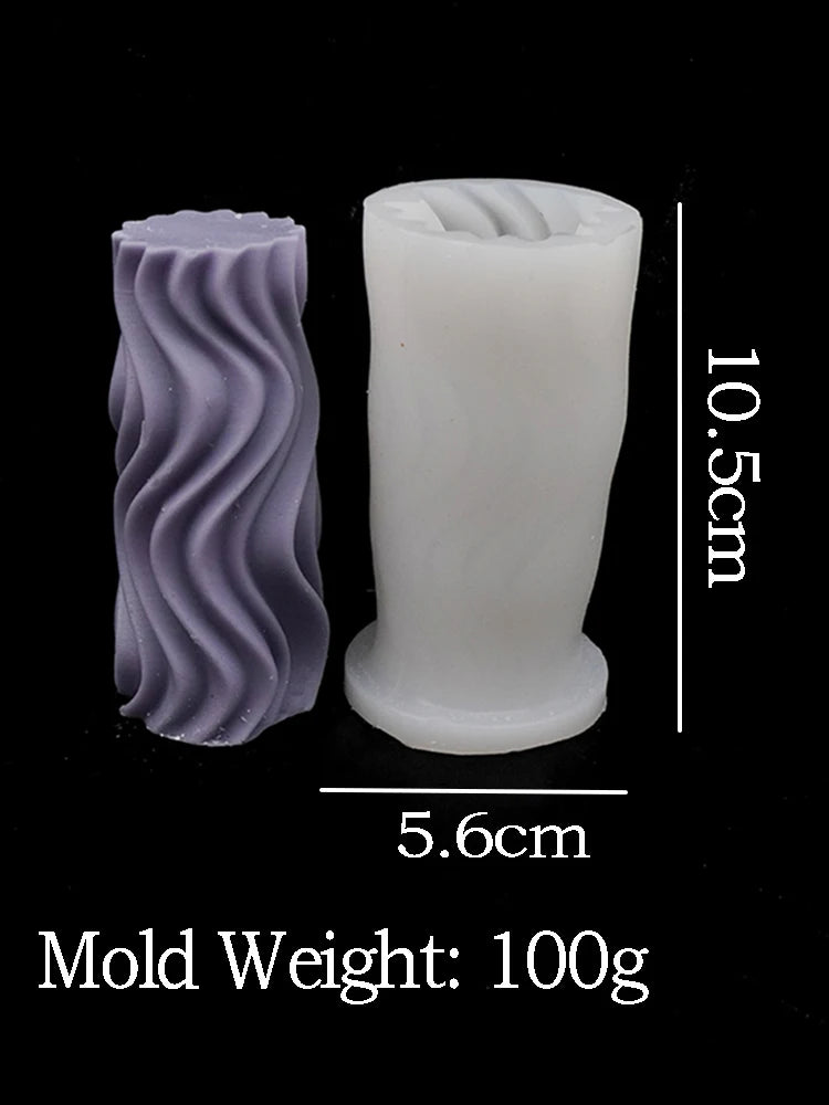 Wavy Stripe Cylindrical Silicone Candle Mould Pillar Twisted Stripe DIY Candlestick