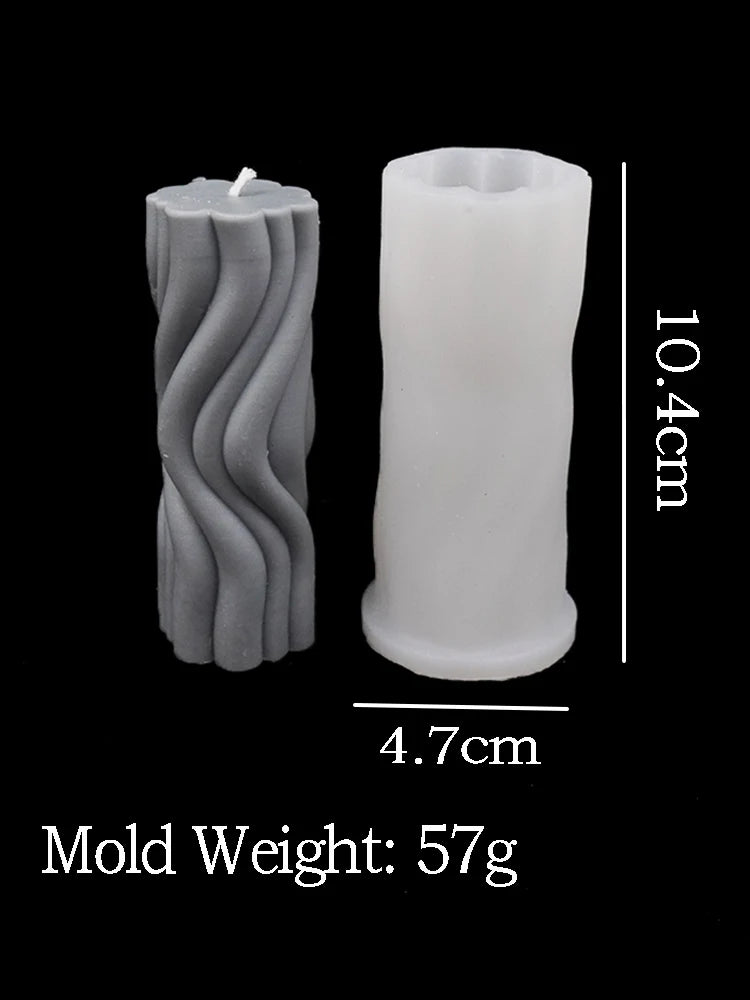 Wavy Stripe Cylindrical Silicone Candle Mould Pillar Twisted Stripe DIY Candlestick