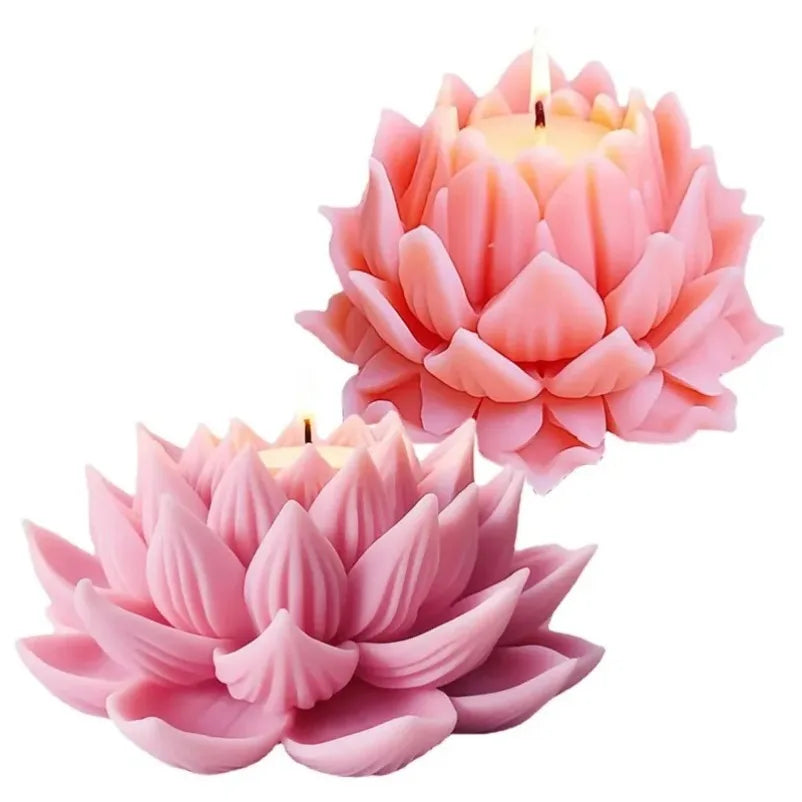 3D Lotus Silicone Candle Molds DIY Rose Flower Soap Plaster Resin Casting Mold Handmade Chocolate Fudge Cake Baking Tools