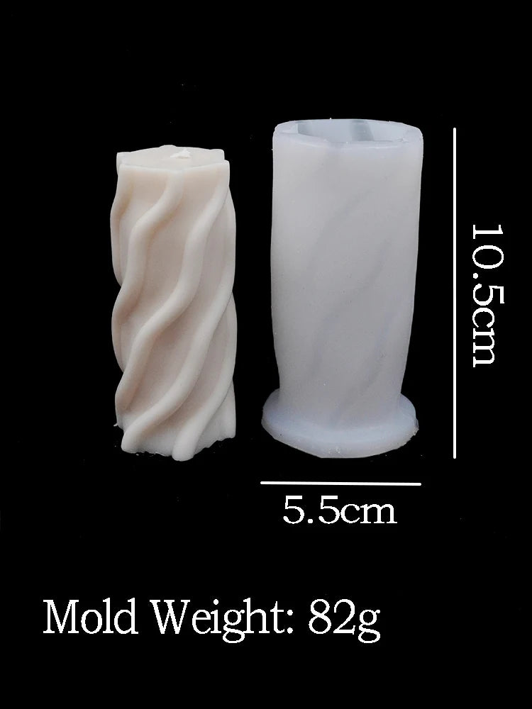 Wavy Stripe Cylindrical Silicone Candle Mould Pillar Twisted Stripe DIY Candlestick