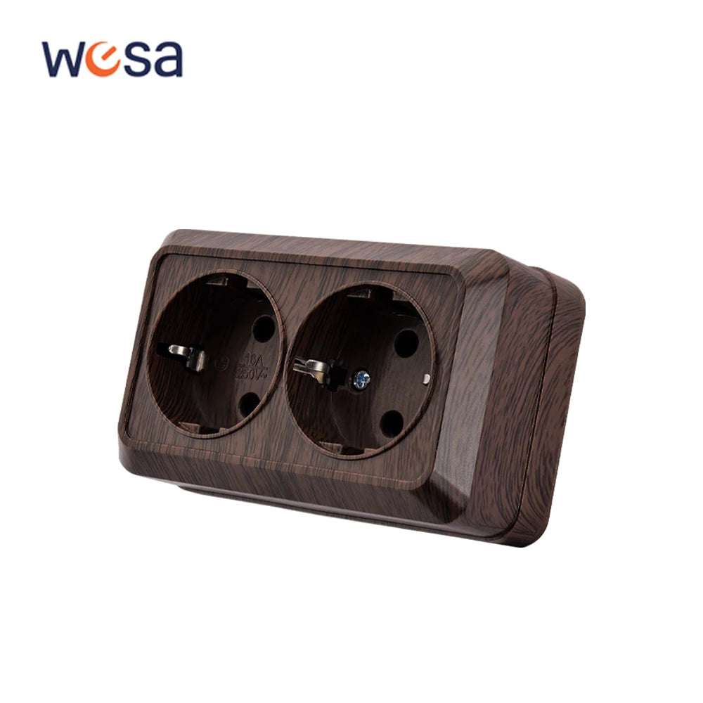 WESA Wood Wall Surface Button Light Switch EU