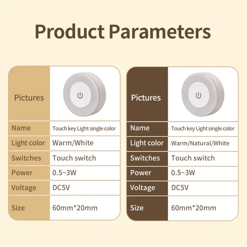 Led Wall Light Portable USB Rechargeable Night Light (Touch Light)