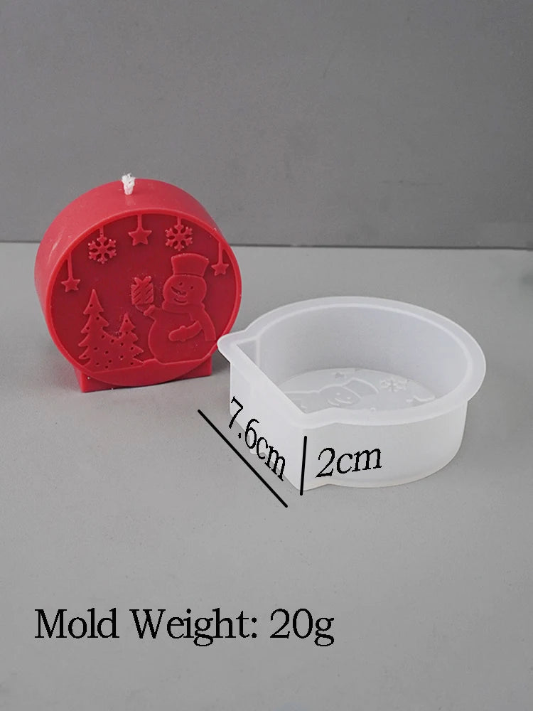 DIY Christmas Crystal Ball Silicone Mold Embossed Christmas Tree Snowman Elk Pattern Scented Candle Mold Party Decor Craft Gift