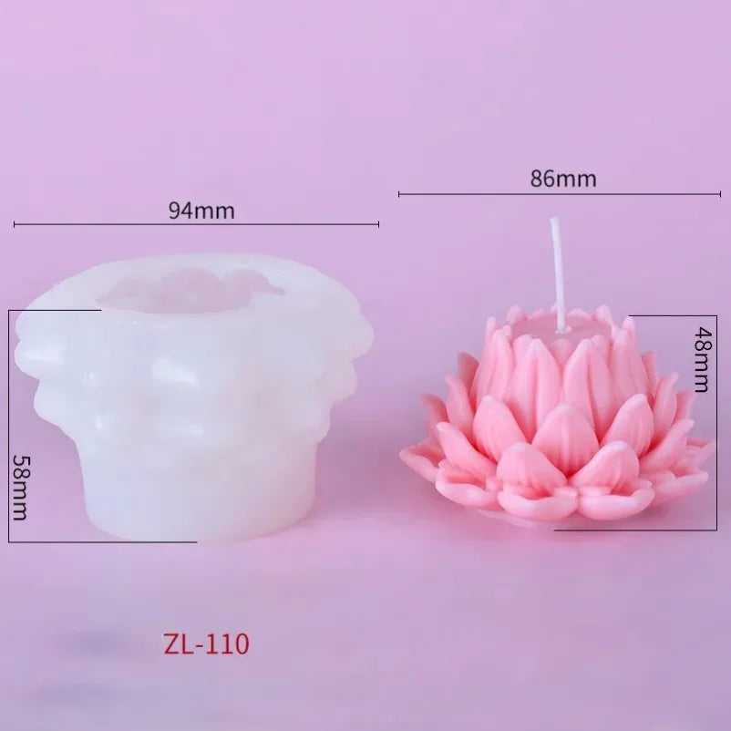 3D Lotus Silicone Candle Molds DIY Rose Flower Soap Plaster Resin Casting Mold Handmade Chocolate Fudge Cake Baking Tools