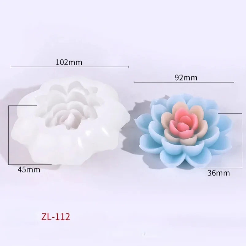 3D Lotus Silicone Candle Molds DIY Rose Flower Soap Plaster Resin Casting Mold Handmade Chocolate Fudge Cake Baking Tools