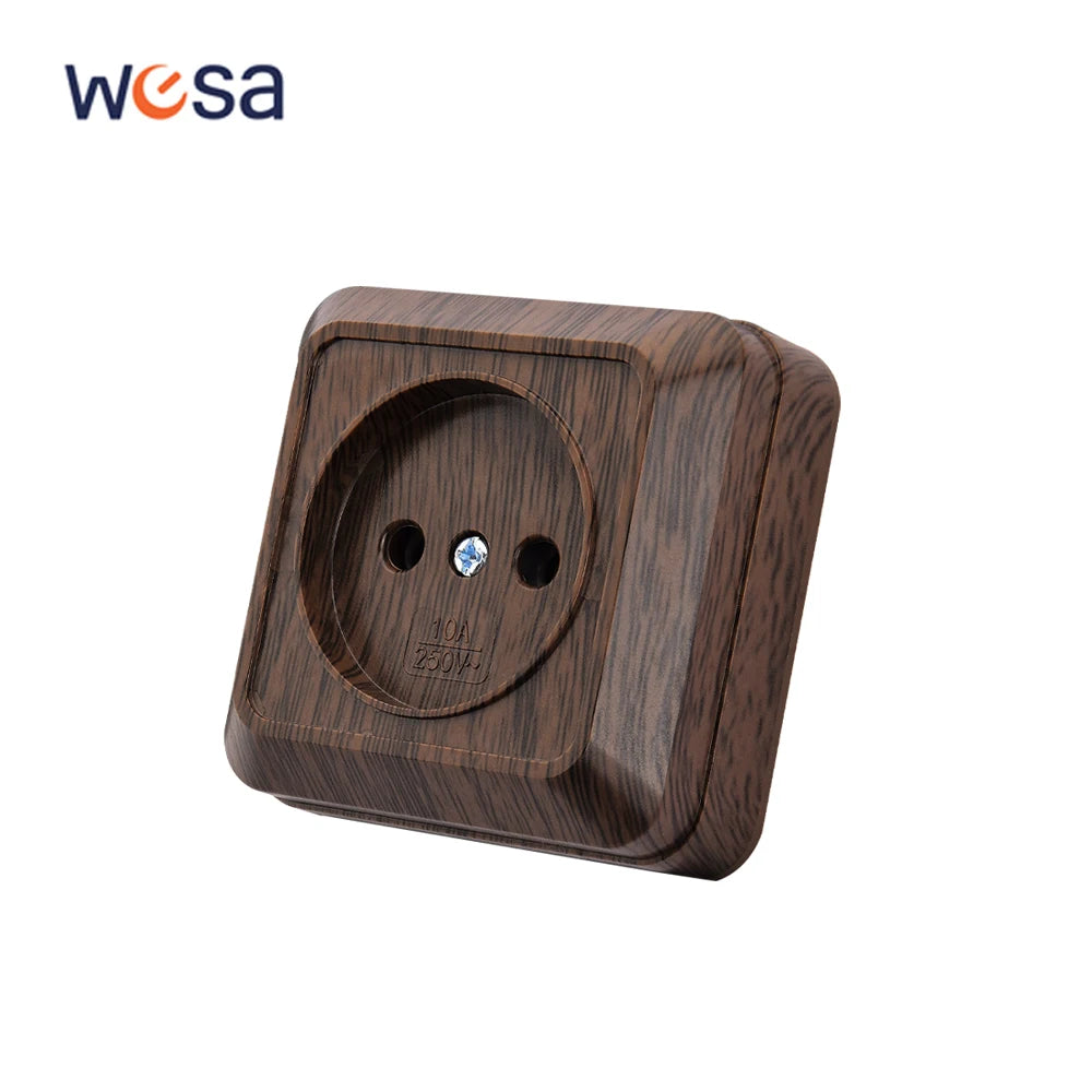 WESA Wood Wall Surface Button Light Switch EU