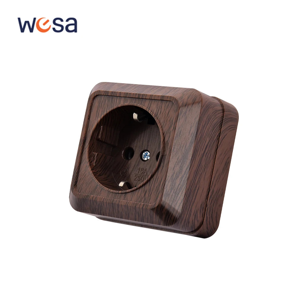 WESA Wood Wall Surface Button Light Switch EU