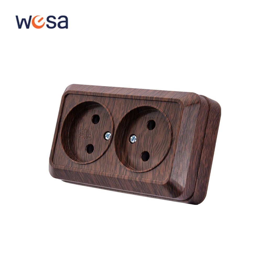 WESA Wood Wall Surface Button Light Switch EU