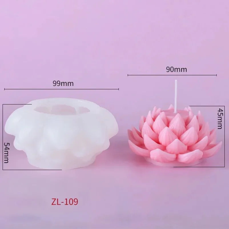 3D Lotus Silicone Candle Molds DIY Rose Flower Soap Plaster Resin Casting Mold Handmade Chocolate Fudge Cake Baking Tools
