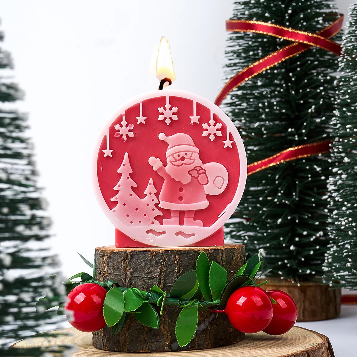 DIY Christmas Crystal Ball Silicone Mold Embossed Christmas Tree Snowman Elk Pattern Scented Candle Mold Party Decor Craft Gift