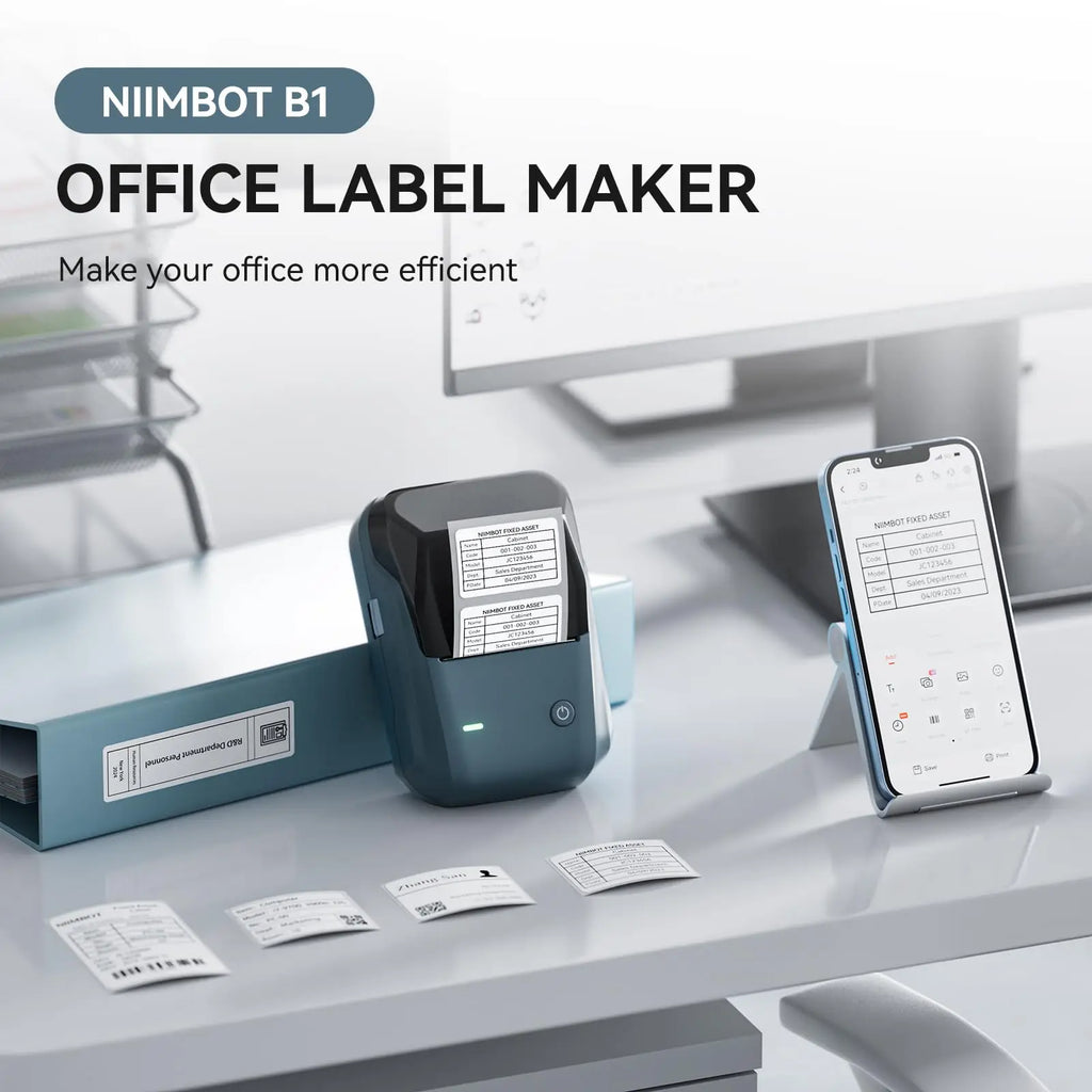 Niimbot B1 Label Maker Bluetooth Portable 2 inch Thermal Label Printer with Large Waterproof Tape