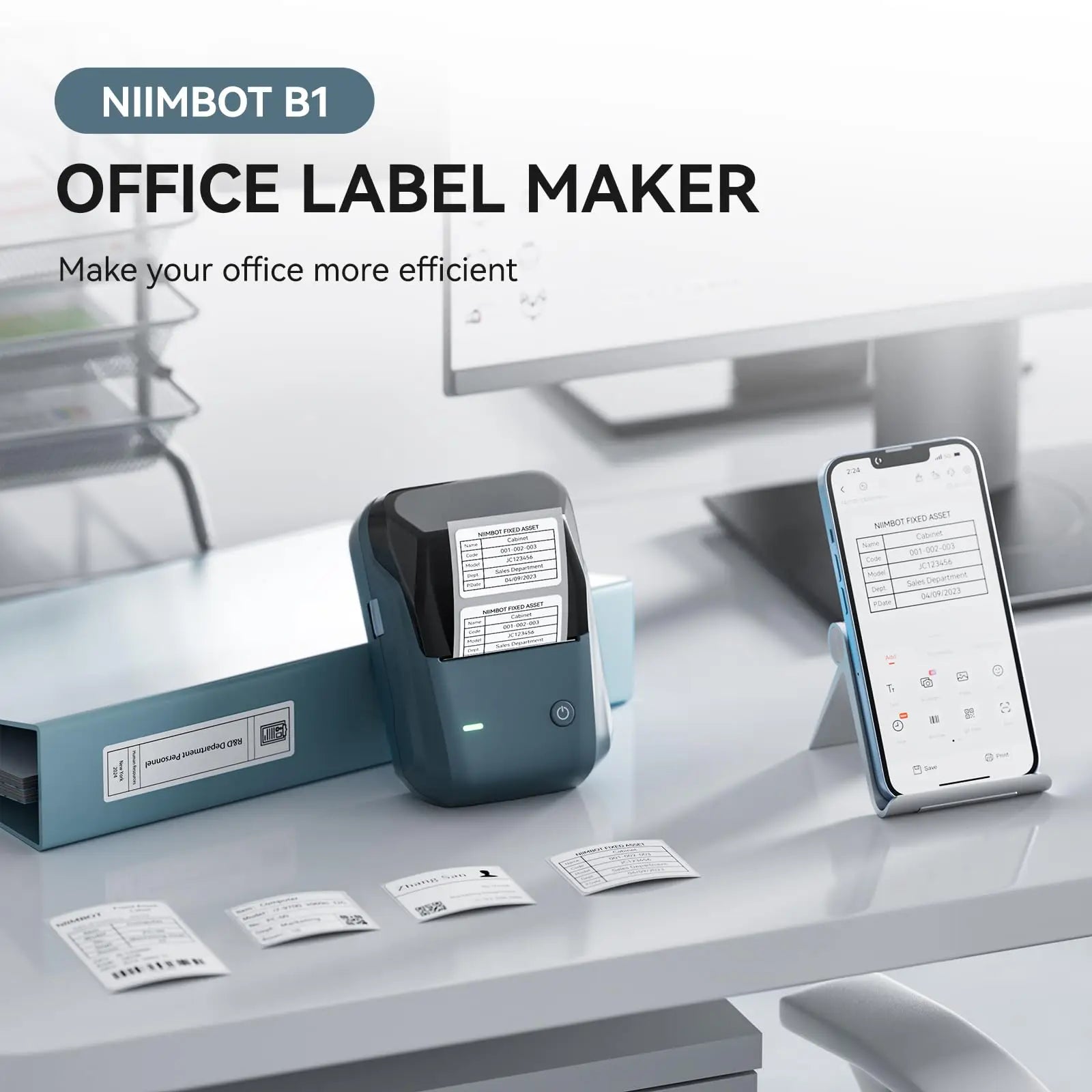 Niimbot B1 Label Maker Bluetooth Portable 2 inch Thermal Label Printer with Large Waterproof Tape