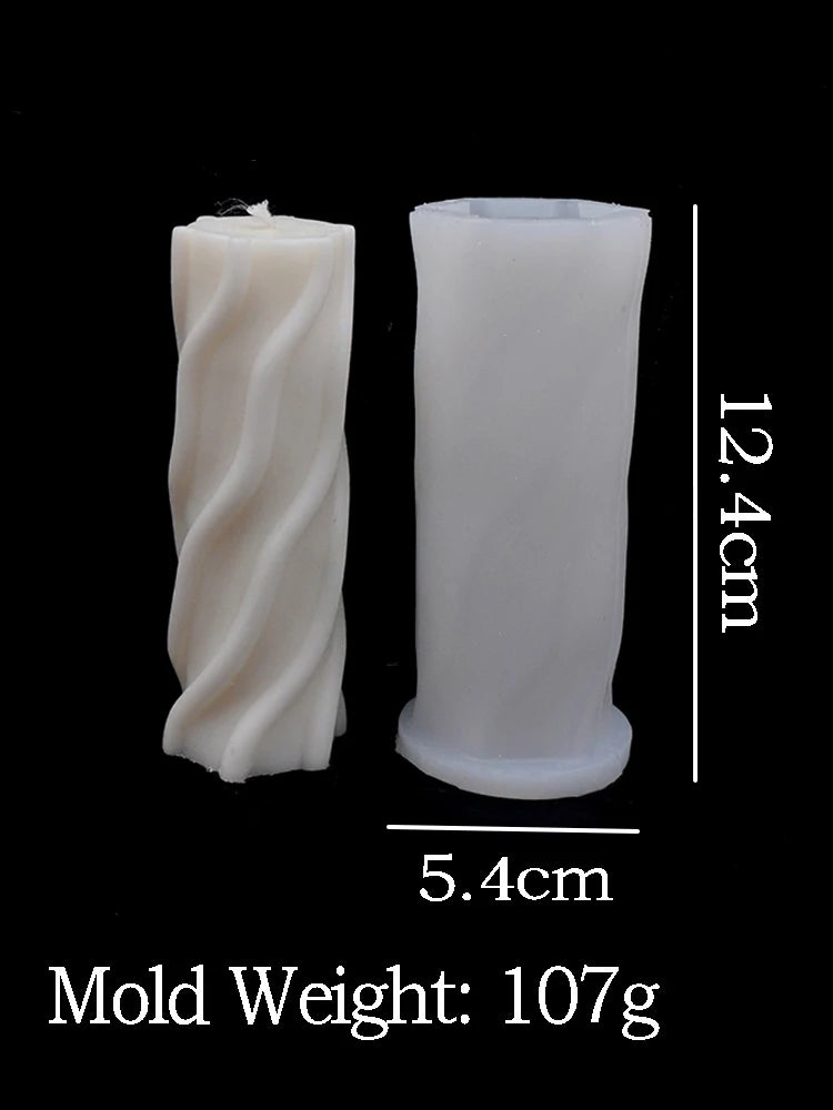 Wavy Stripe Cylindrical Silicone Candle Mould Pillar Twisted Stripe DIY Candlestick