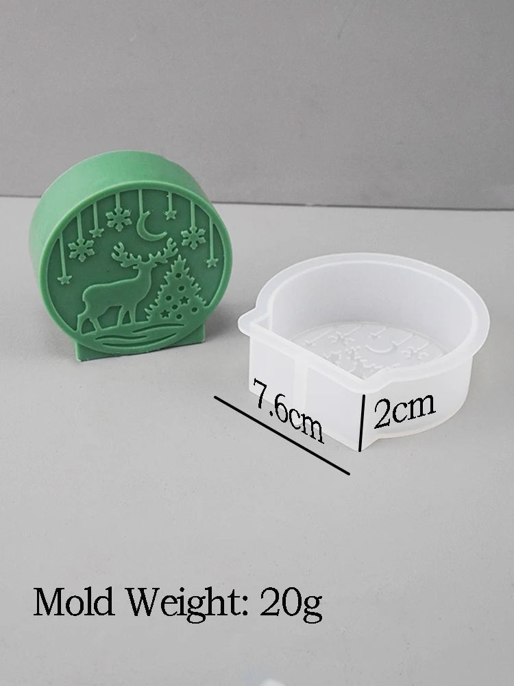 DIY Christmas Crystal Ball Silicone Mold Embossed Christmas Tree Snowman Elk Pattern Scented Candle Mold Party Decor Craft Gift