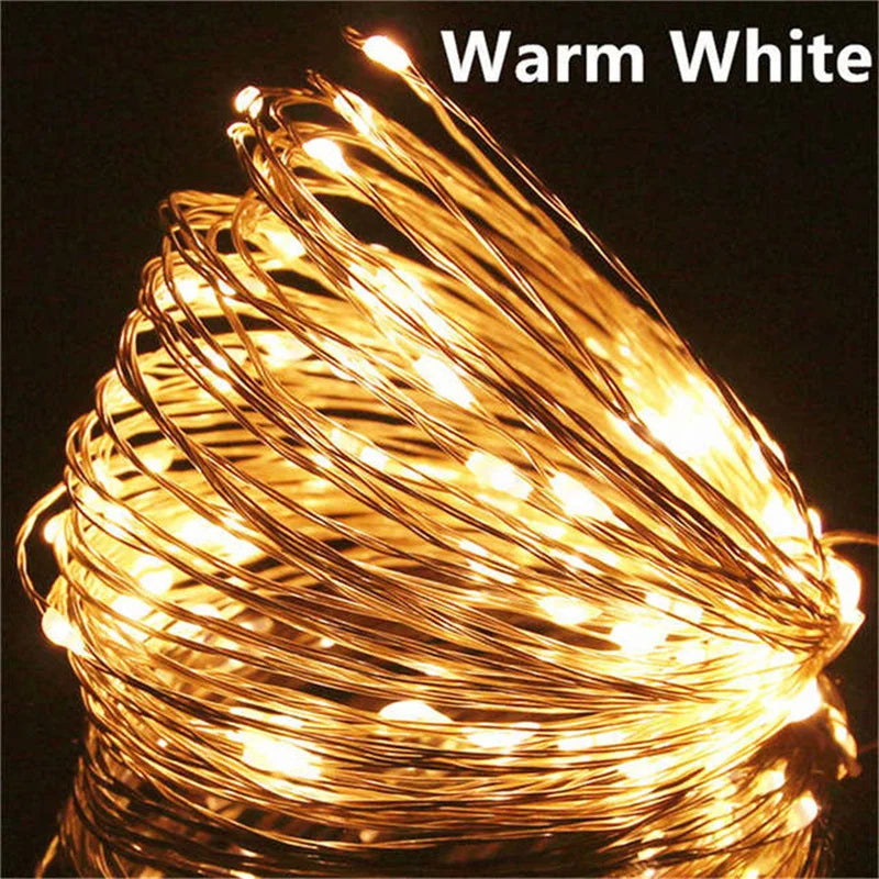 USB Led Fairy Lights Copper Wire String 20M 200LED Holiday Outdoor Lamp