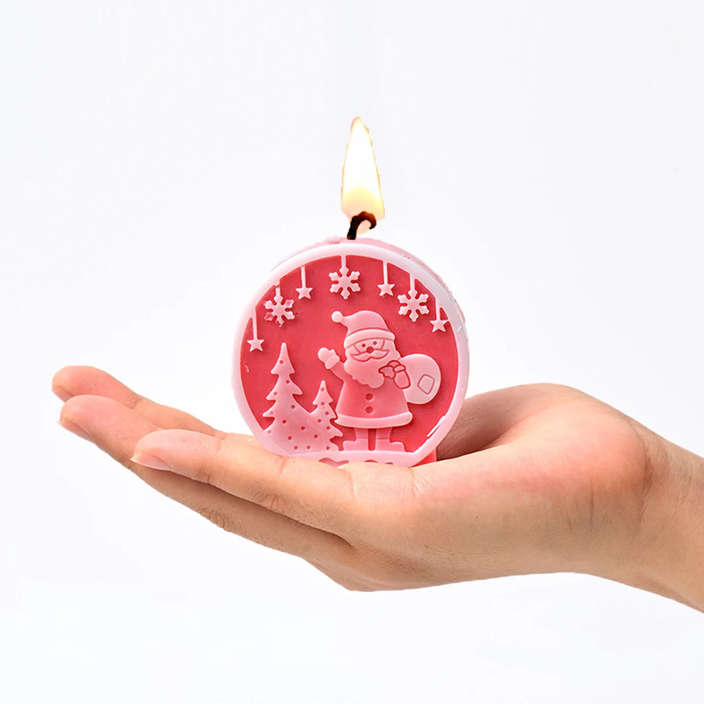 DIY Christmas Crystal Ball Silicone Mold Embossed Christmas Tree Snowman Elk Pattern Scented Candle Mold Party Decor Craft Gift
