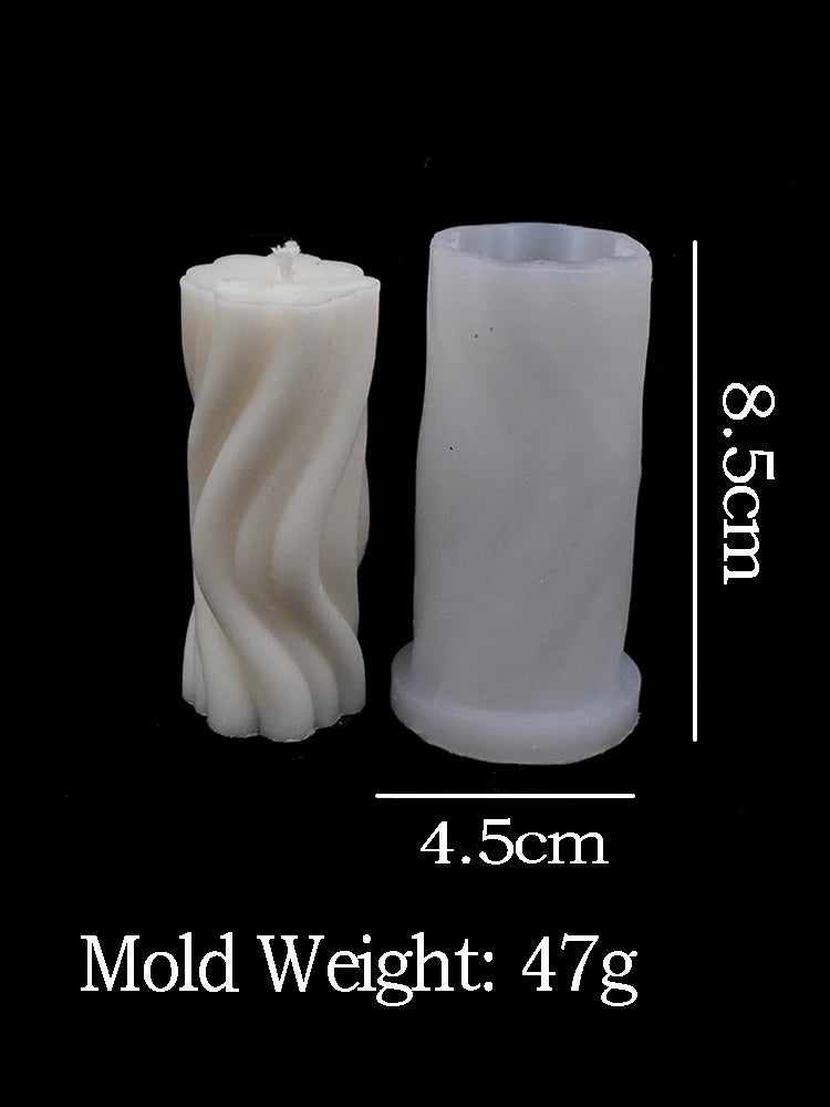 Wavy Stripe Cylindrical Silicone Candle Mould Pillar Twisted Stripe DIY Candlestick