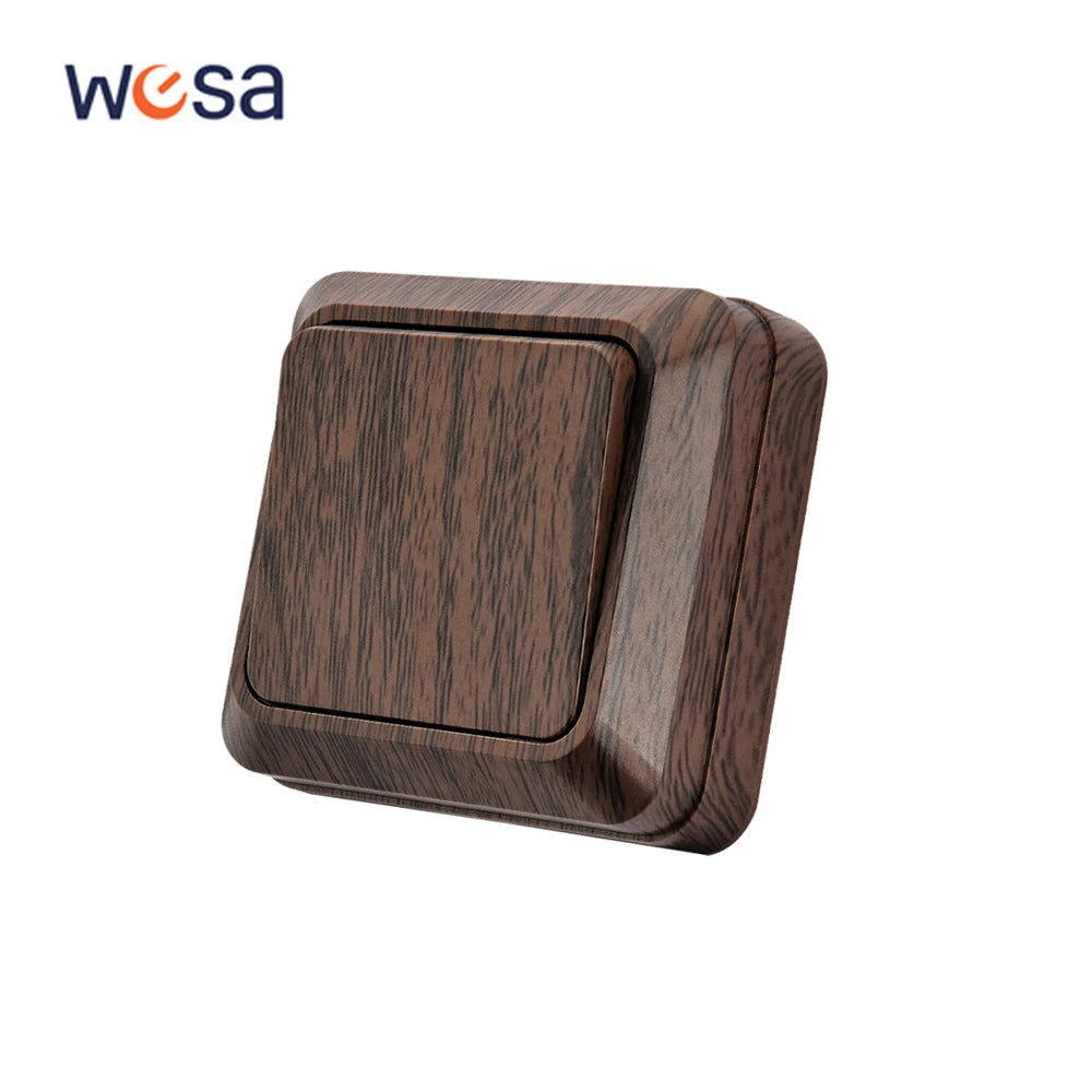 WESA Wood Wall Surface Button Light Switch EU