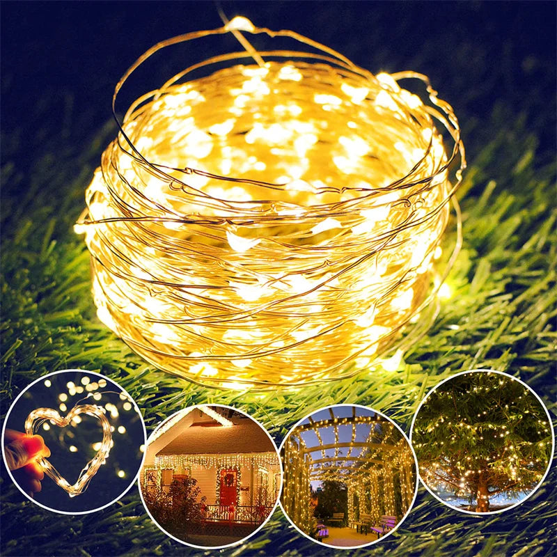 USB Led Fairy Lights Copper Wire String 20M 200LED Holiday Outdoor Lamp