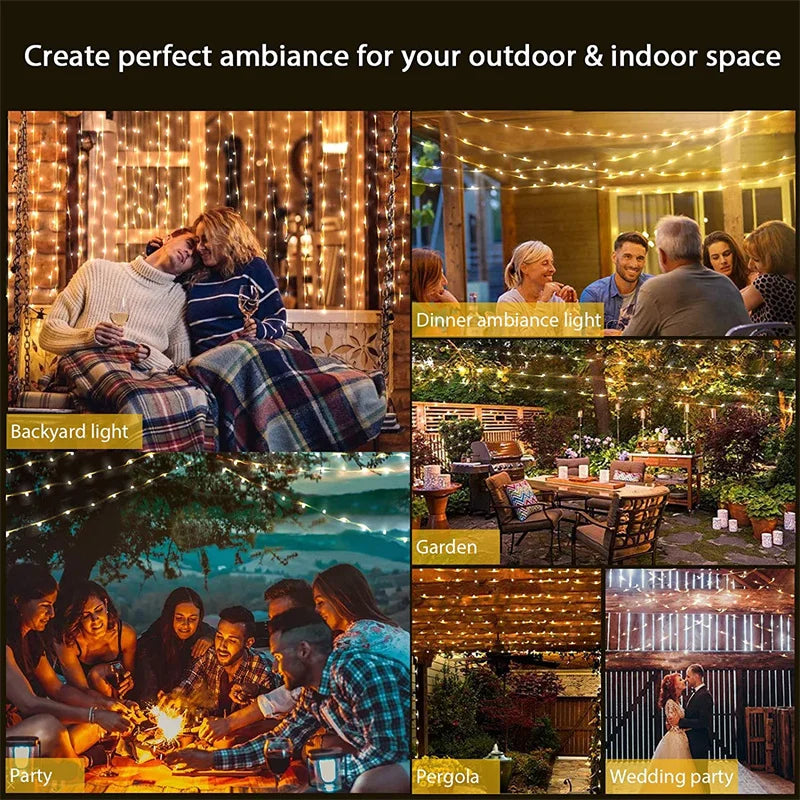 USB Led Fairy Lights Copper Wire String 20M 200LED Holiday Outdoor Lamp