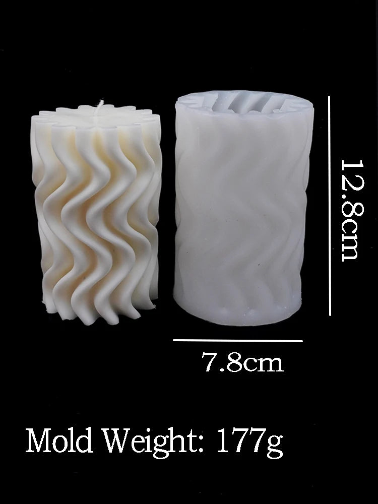 Wavy Stripe Cylindrical Silicone Candle Mould Pillar Twisted Stripe DIY Candlestick