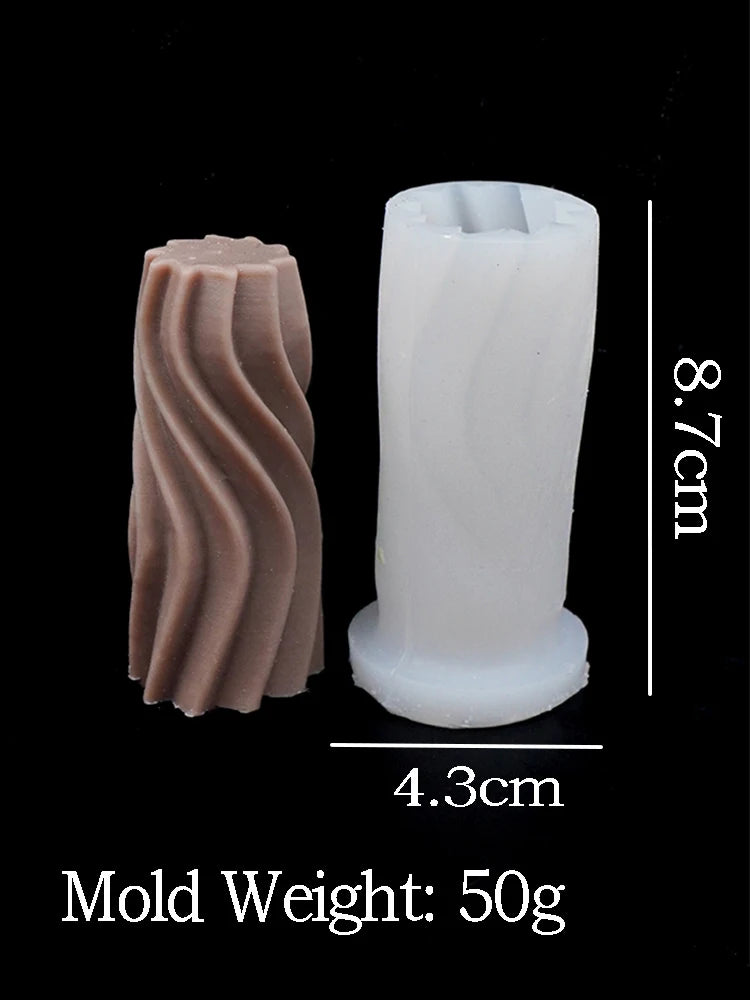 Wavy Stripe Cylindrical Silicone Candle Mould Pillar Twisted Stripe DIY Candlestick
