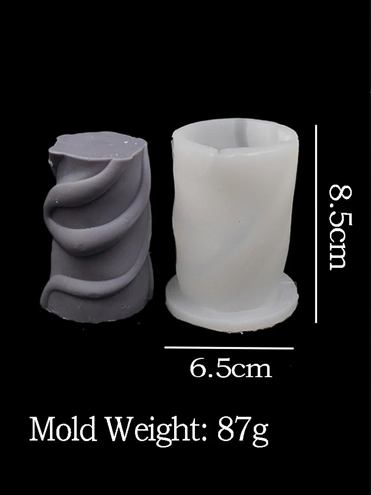 Wavy Stripe Cylindrical Silicone Candle Mould Pillar Twisted Stripe DIY Candlestick