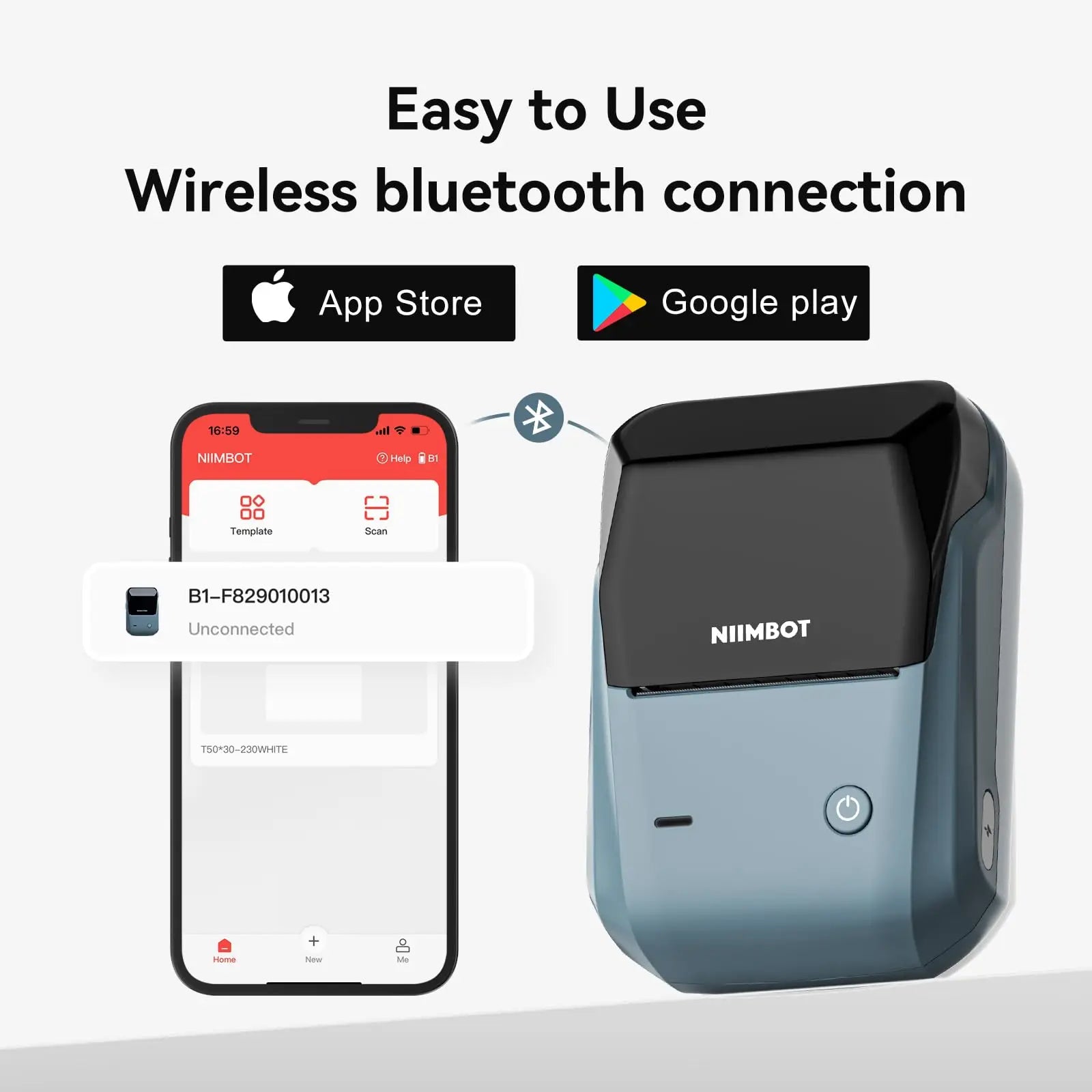 Niimbot B1 Label Maker Bluetooth Portable 2 inch Thermal Label Printer with Large Waterproof Tape