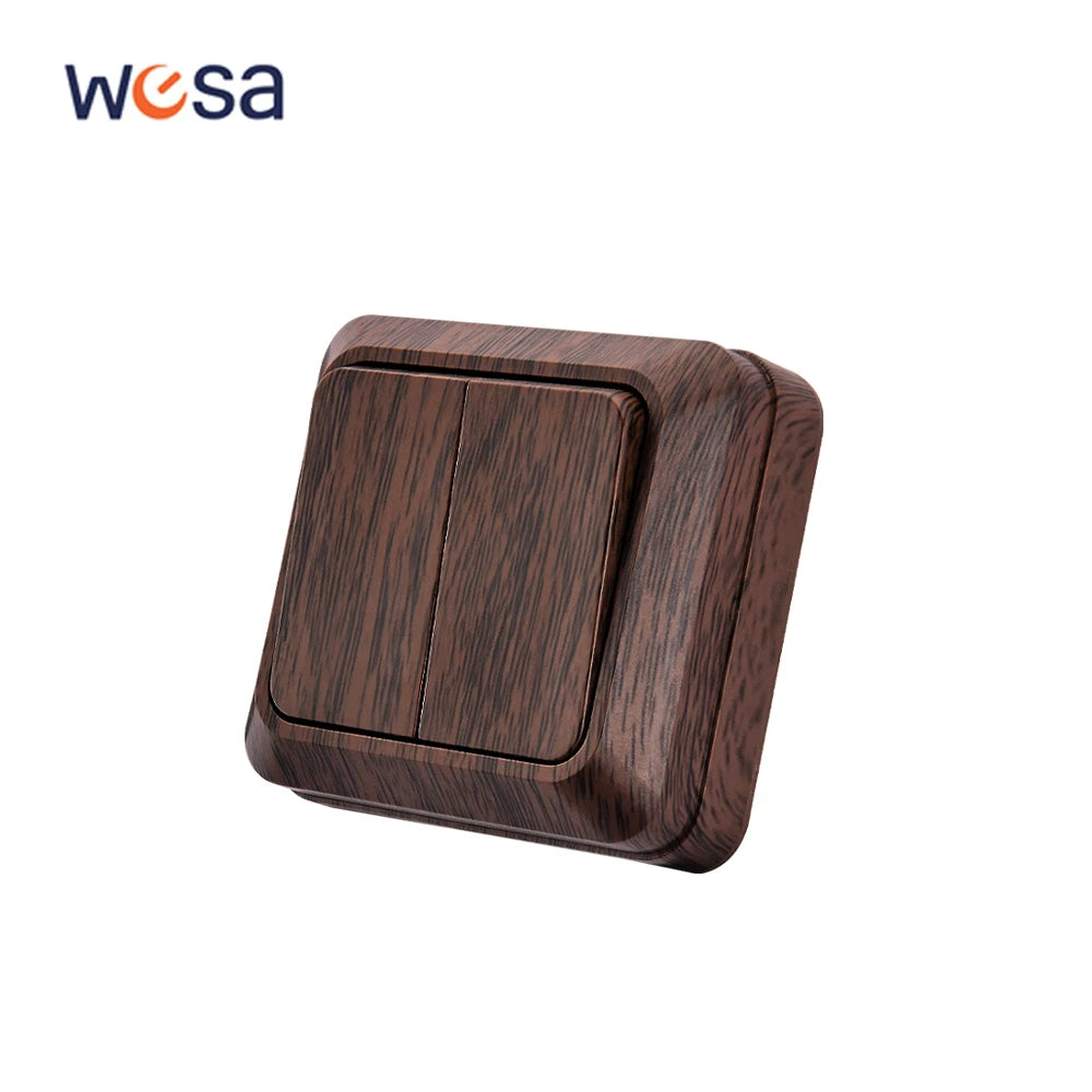 WESA Wood Wall Surface Button Light Switch EU