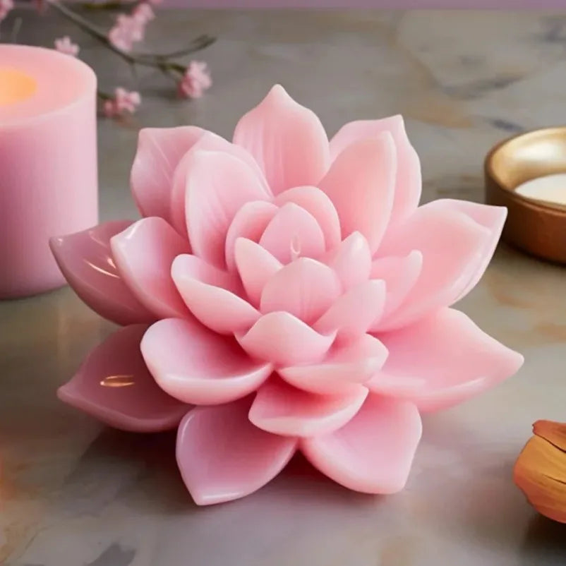 3D Lotus Silicone Candle Molds DIY Rose Flower Soap Plaster Resin Casting Mold Handmade Chocolate Fudge Cake Baking Tools